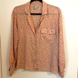 Worthington Pink and Burgundy Long Sleeve Blouse